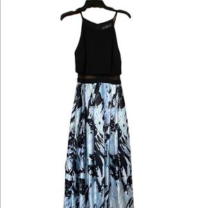 Betsy & Adam - Floor-Length Blue/Black Prom Dress